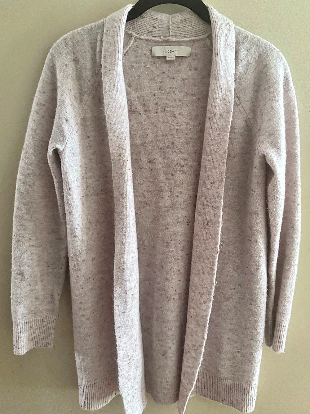 LOFT Oatmeal Cream Knit Speckled Open Front Cardigan Sweater - Size XS
